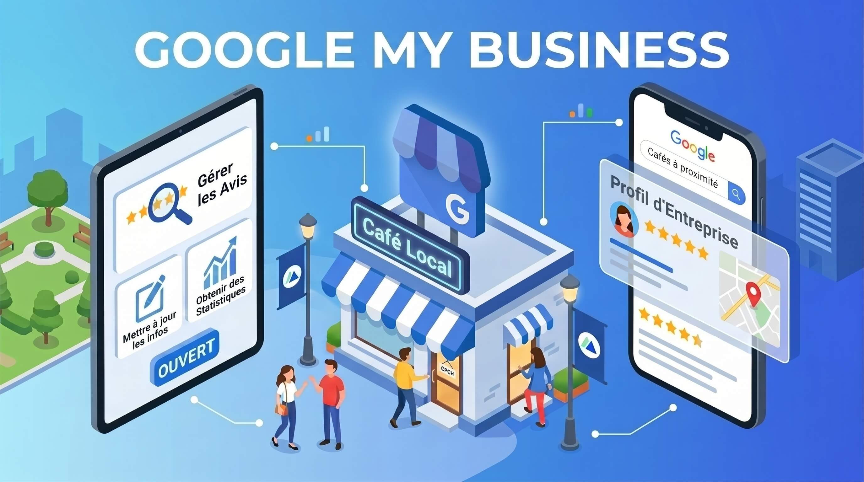 Illustration d'une fiche d'établissement Google pour un commerce local