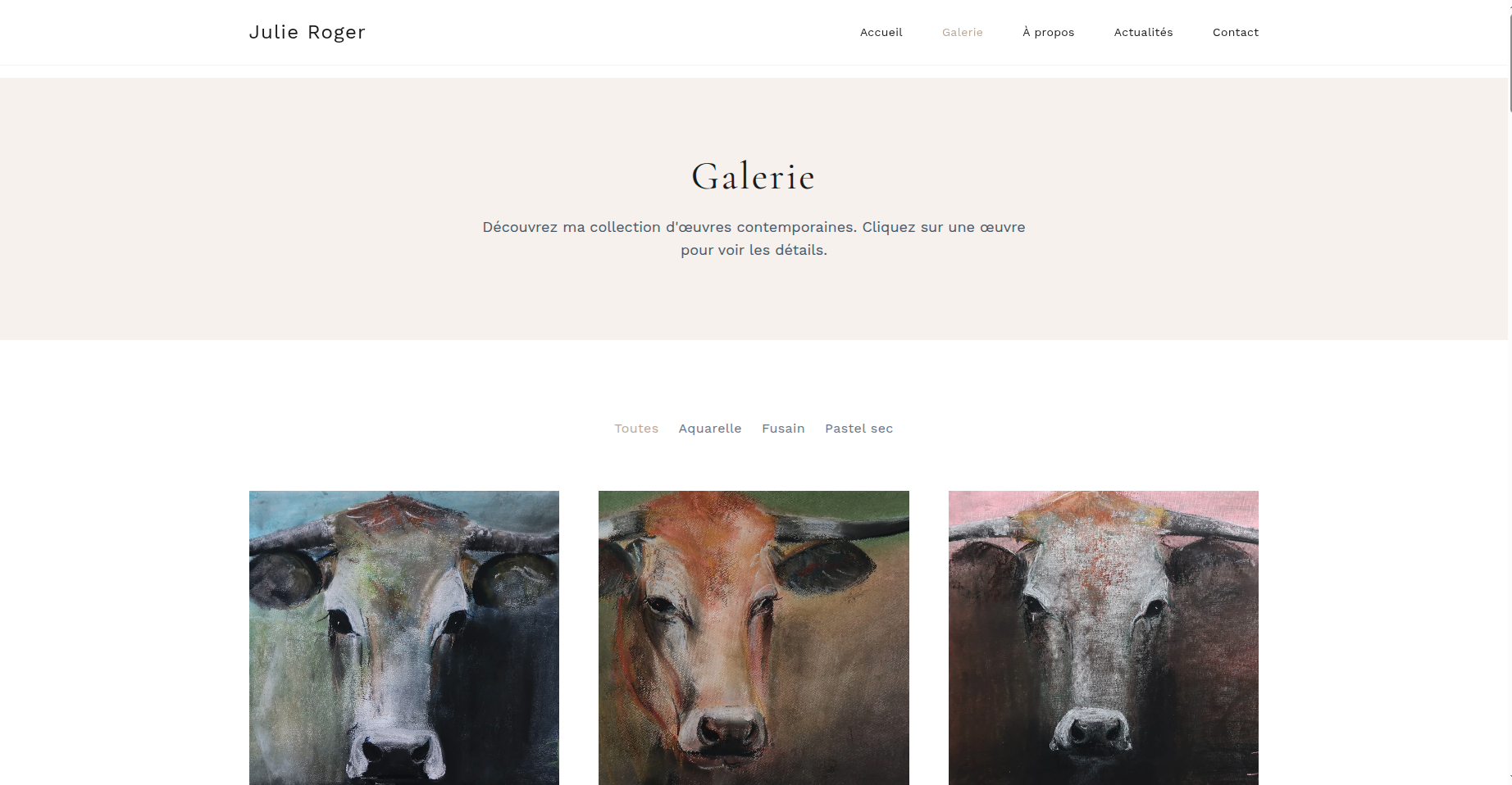 page galerie - site web artiste peintre