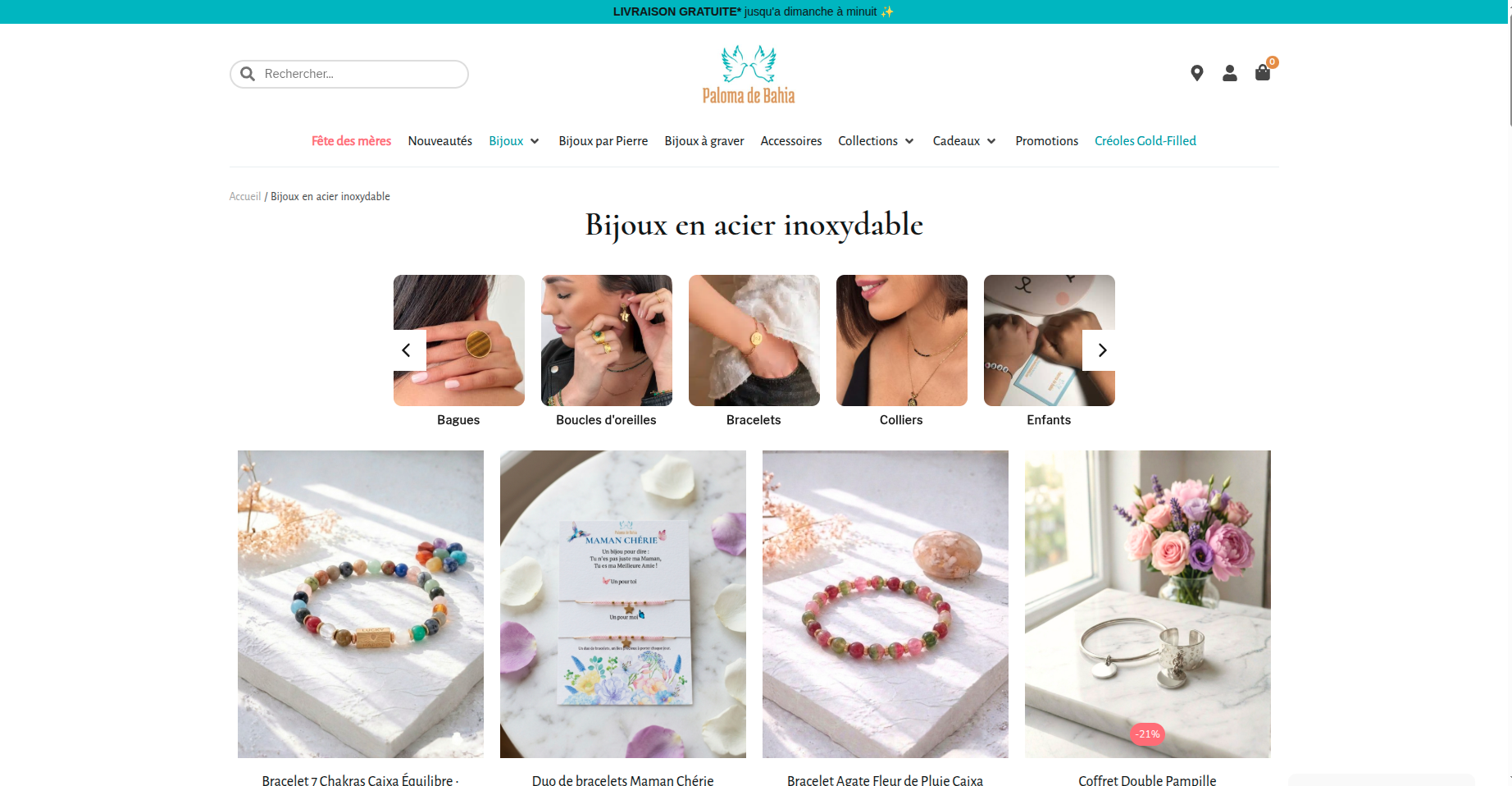 Boutique en ligne Paloma de Bahia, collection de bijoux artisanaux