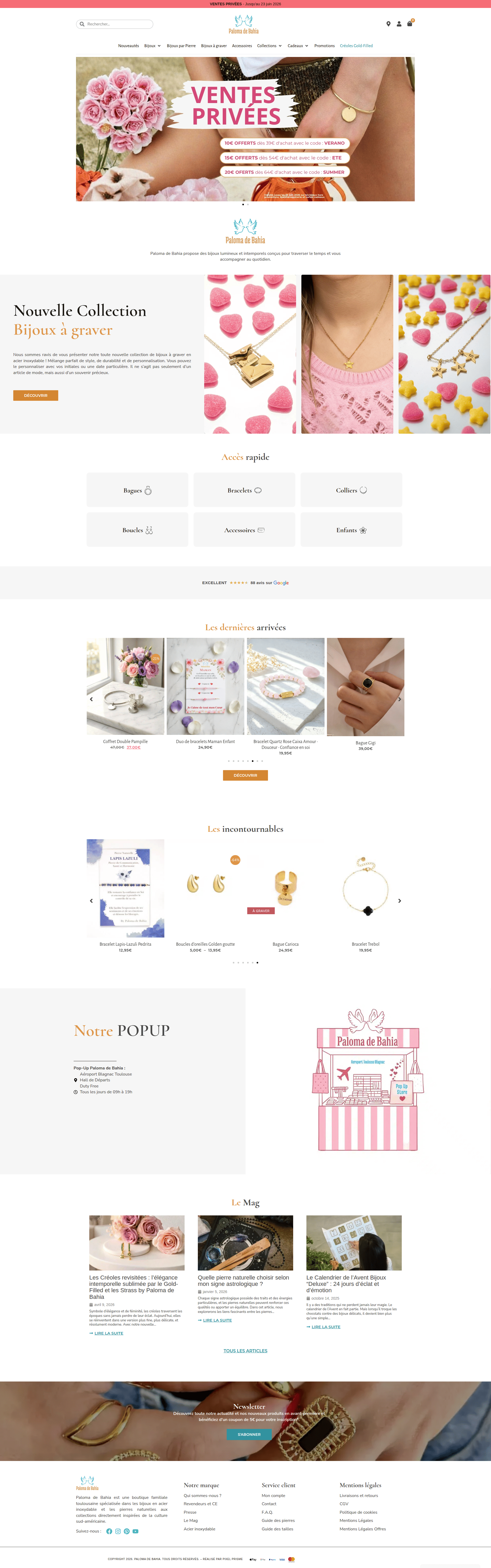 Boutique en ligne Paloma de Bahia, collection de bijoux artisanaux