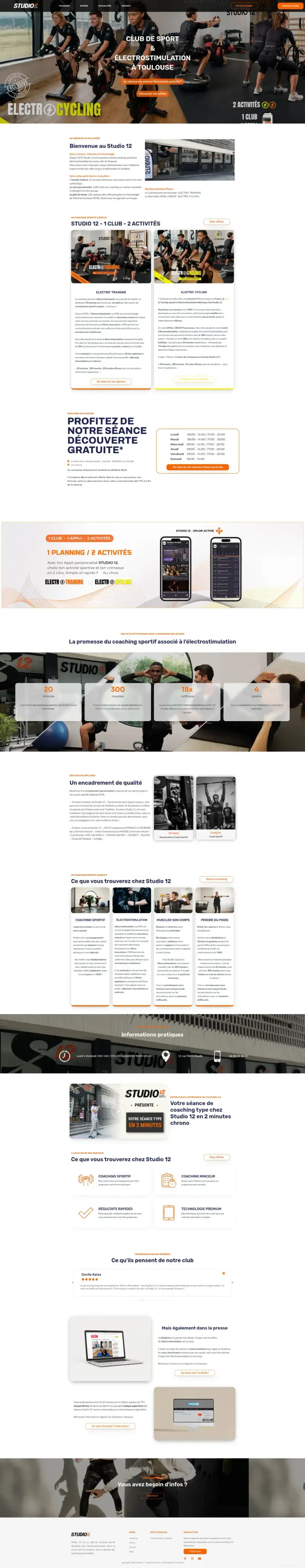 Site du studio de coaching sportif en électrostimulation Studio 12 à Toulouse
